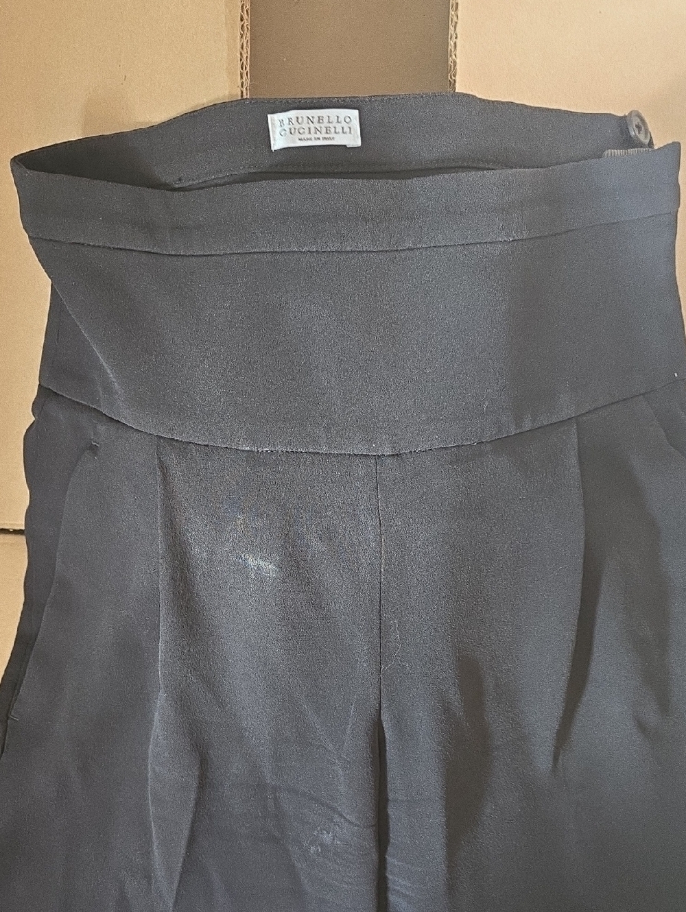 Brunello Cucinelli Black Pleated High-Waist Trousers